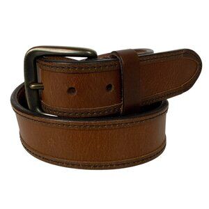 Columbia Mens Brown Genuine Leather Belt Size L 38-40 Bronzed  Nickel Buckle